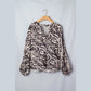 Val Leopard Print V Neck Button Down Balloon Sleeve Shirt