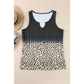 Valisa Black Gradient Leopard Split Neck Tank Top