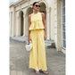 Velissa Yellow Gingham Two Piece Wide Leg Pant Set