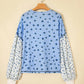 Verity Sky Blue Floral Print Contrast Long Sleeve Top