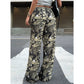 Verla Green Camo & Star Wide Leg Pants
