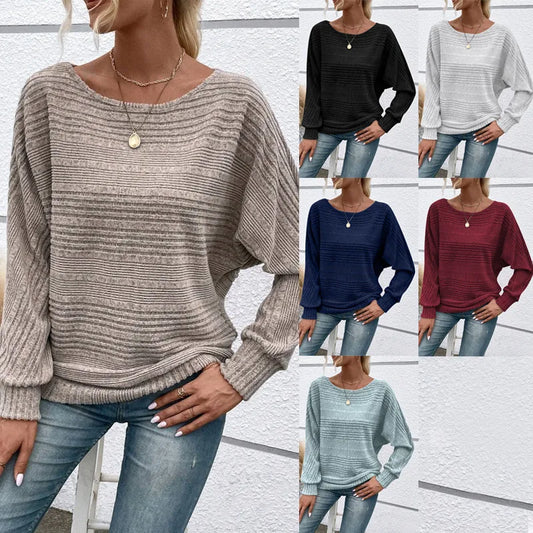 Vernee Boatneck Batwing Sleeve Knit Top - 6 Colors