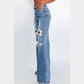 Veronica Acid Wash Distressed Wide Leg High Waist Jeans