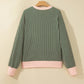 Veronnie Green Stripe Striped V Neck Patchwork Long Sleeve Regular Fit Cardigan
