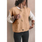 RTS Magda Light French Beige Big Button Accent Fuzzy Pocket Vest