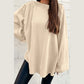 Viv Beige Raw Seam Patchwork Baggy Sweatshirt