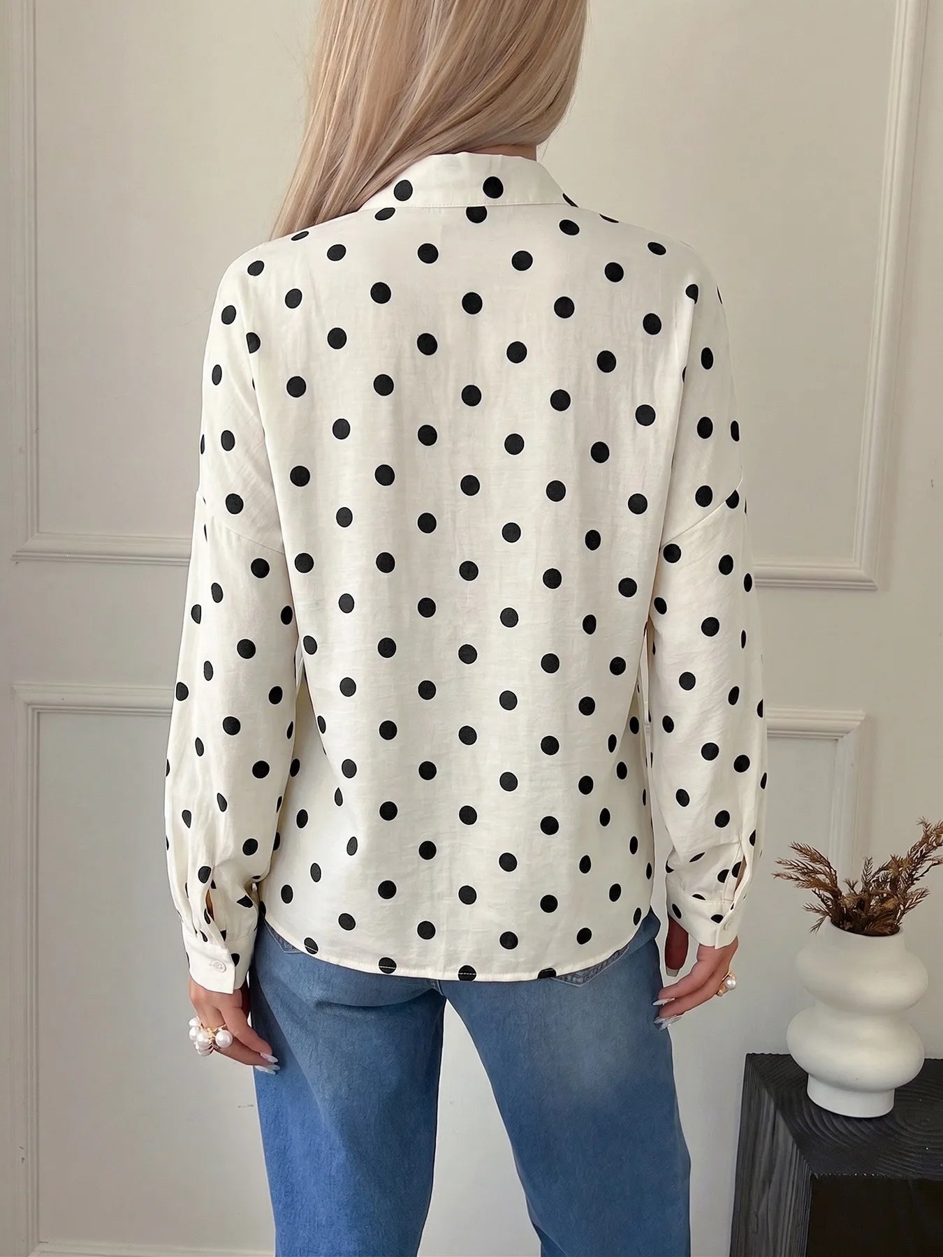 Vivica Polka‑Dot Button‑Up Blouse