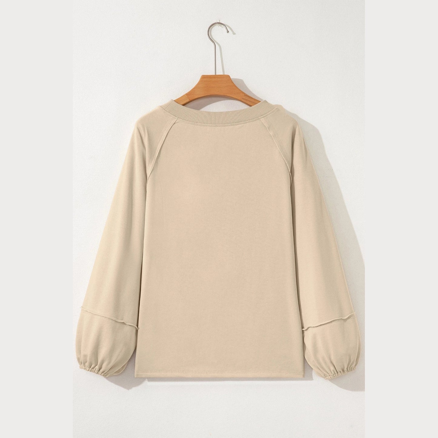 Viv Beige Raw Seam Patchwork Baggy Sweatshirt