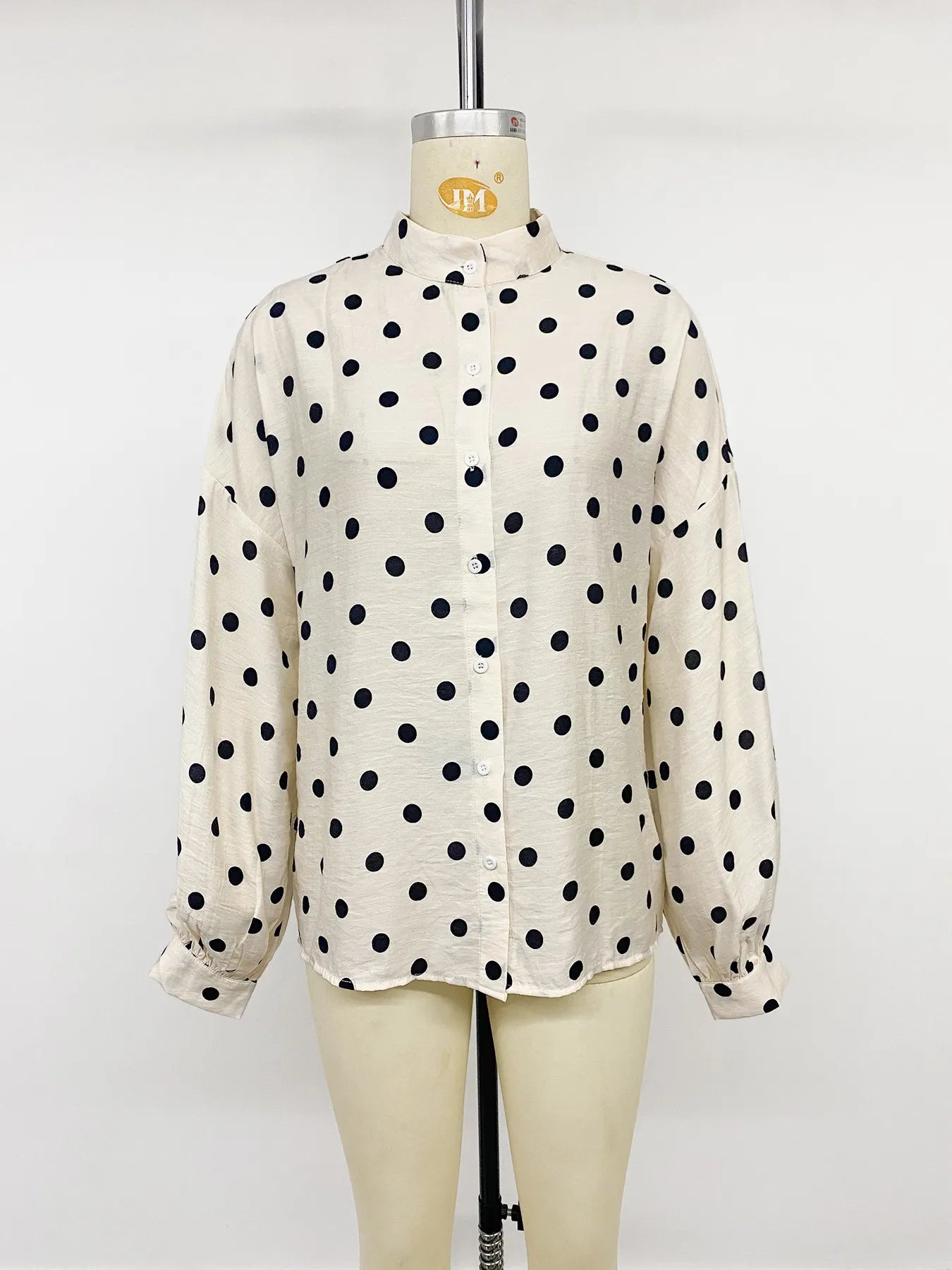Vivica Polka‑Dot Button‑Up Blouse