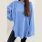 Viv Blue Raw Seam Patchwork Baggy Sweatshirt