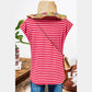 Whitlee Red Stripe Ribbed Cap Sleeve Round Neck T Shirt