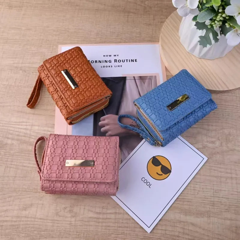 Woven Charm Compact Wallet - 6 Colors