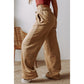 Wandia Exposed Seam Drawstring High Waist Wide Leg Pants