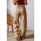 Wandia Exposed Seam Drawstring High Waist Wide Leg Pants