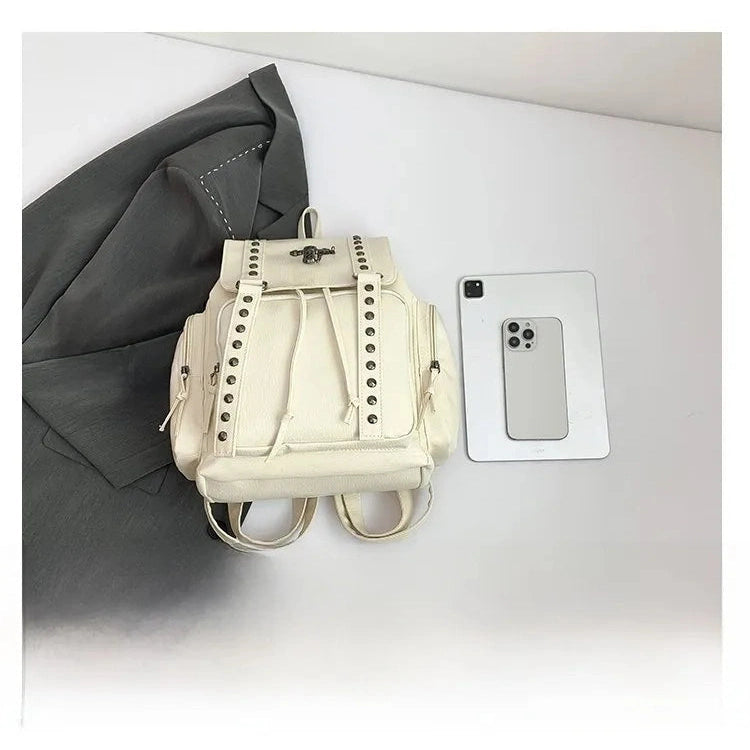 PU Leather Rivet Cross Backpack - 4 Colors