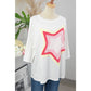 Joan White Colorblock Star Patched Half Sleeve Oversized Tee