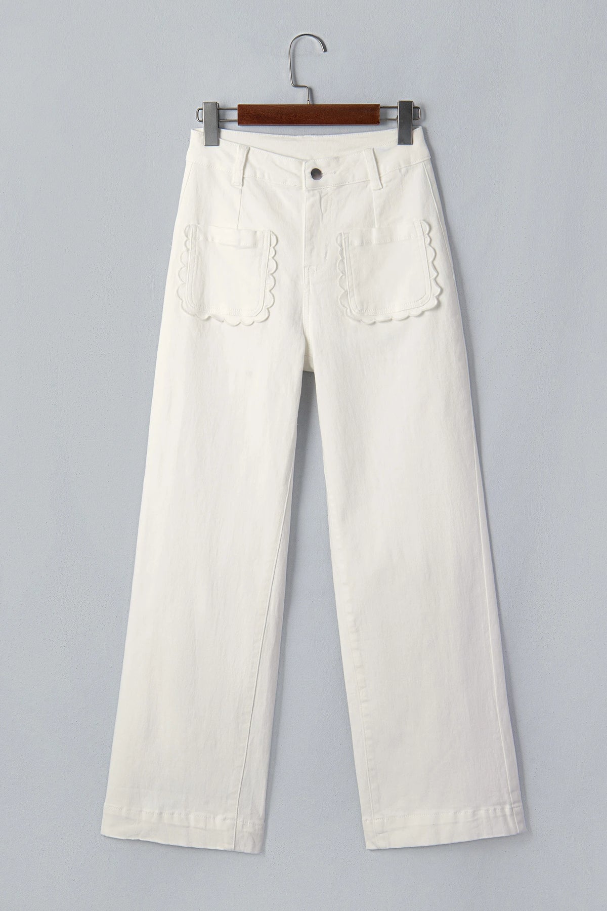 Carlyle White Scalloped Patch Pocket Shift Jeans