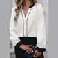 Lolisa White Notch Neck Contrast Trim Blouse