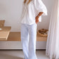 Denise White Lace Yoke Blouse with Elegant Cutout Detail