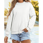 Alessia White Oversize Drop Shoulder Reversible Mock Neck Sweatshirt