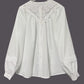Denise White Lace Yoke Blouse with Elegant Cutout Detail