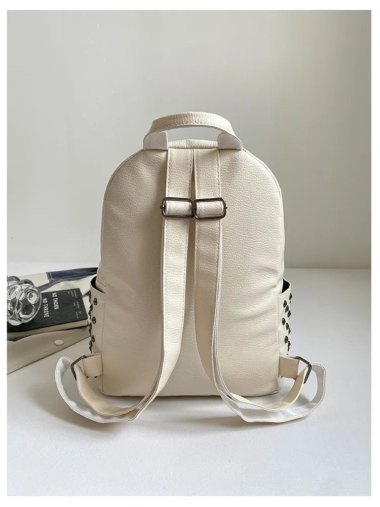 Chevelle Crisscross Stud Detail PU Leather Backpack - 4 Colors