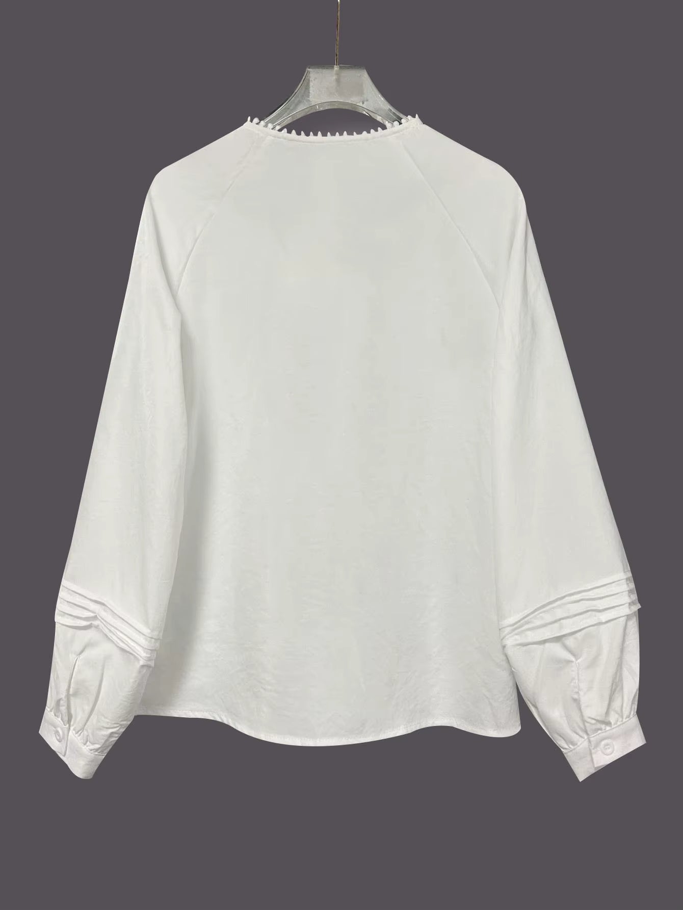 Denise White Lace Yoke Blouse with Elegant Cutout Detail