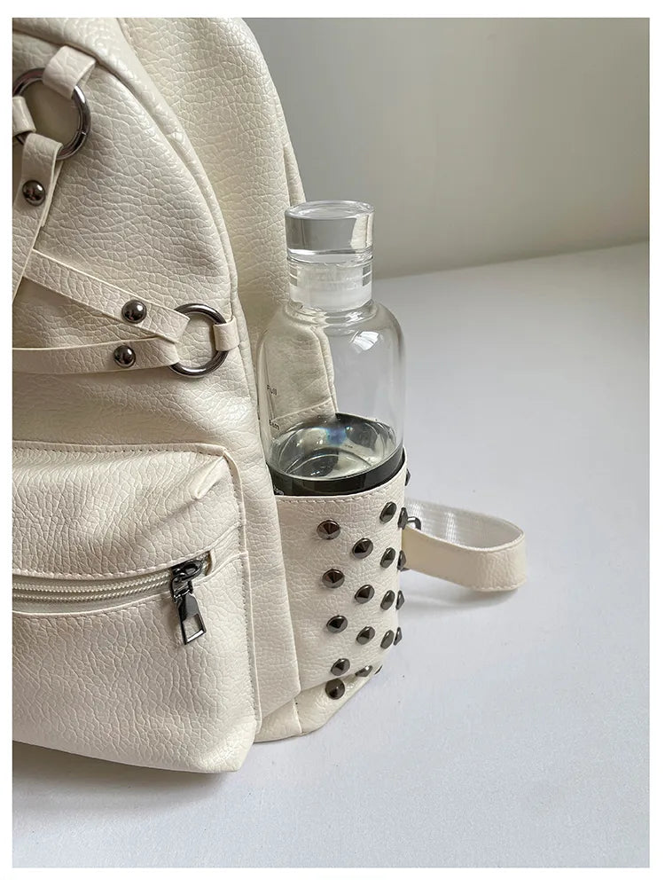 Chevelle Crisscross Stud Detail PU Leather Backpack - 4 Colors