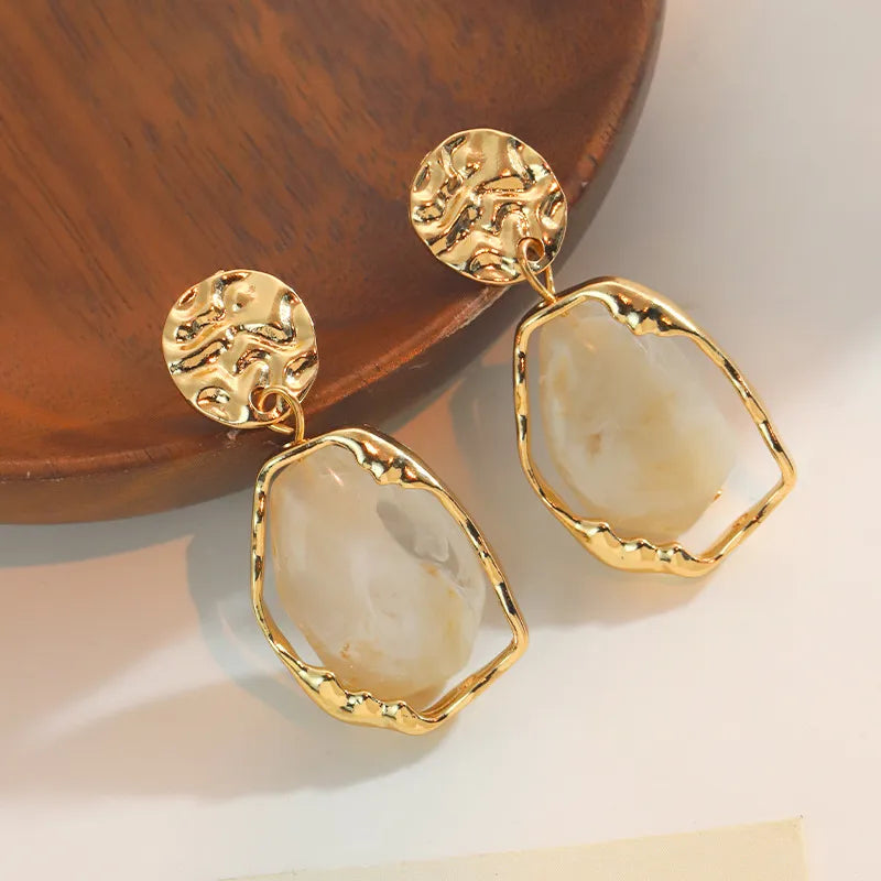 Irregular Resin Drop Earrings - 2 Colors