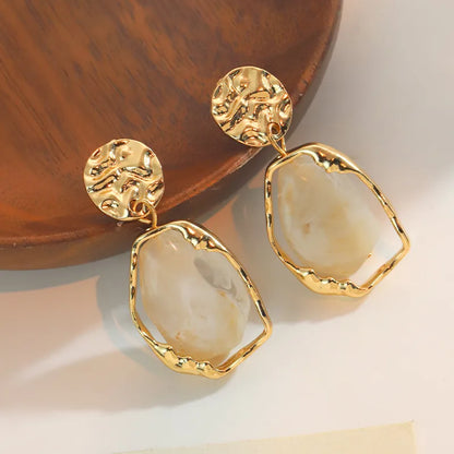 Irregular Resin Drop Earrings - 2 Colors