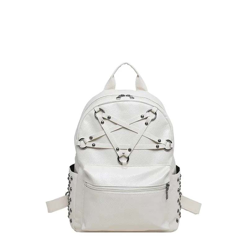 Chevelle Crisscross Stud Detail PU Leather Backpack - 4 Colors