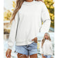 Alessia White Oversize Drop Shoulder Reversible Mock Neck Sweatshirt