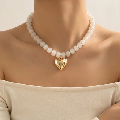 Heart Shape Resin Pendant Necklace - 4 Colors