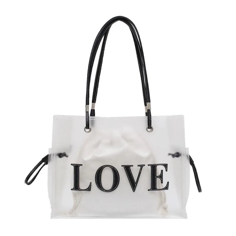 Clear Love Tote Bag w/ Inner Pouch - 3 Colors