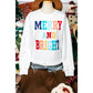 White Merry And Bright Cable Knit Pullover Sweatshirt