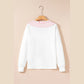 RTS White Exposed Seam Rainbow Stripe Color Block V Neck Loose Long Sleeve Top