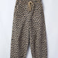 Wileen Khaki Leopard Print Drawstring Elastic Waist Loose Denim Pants with Pockets