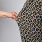 Wileen Khaki Leopard Print Drawstring Elastic Waist Loose Denim Pants with Pockets