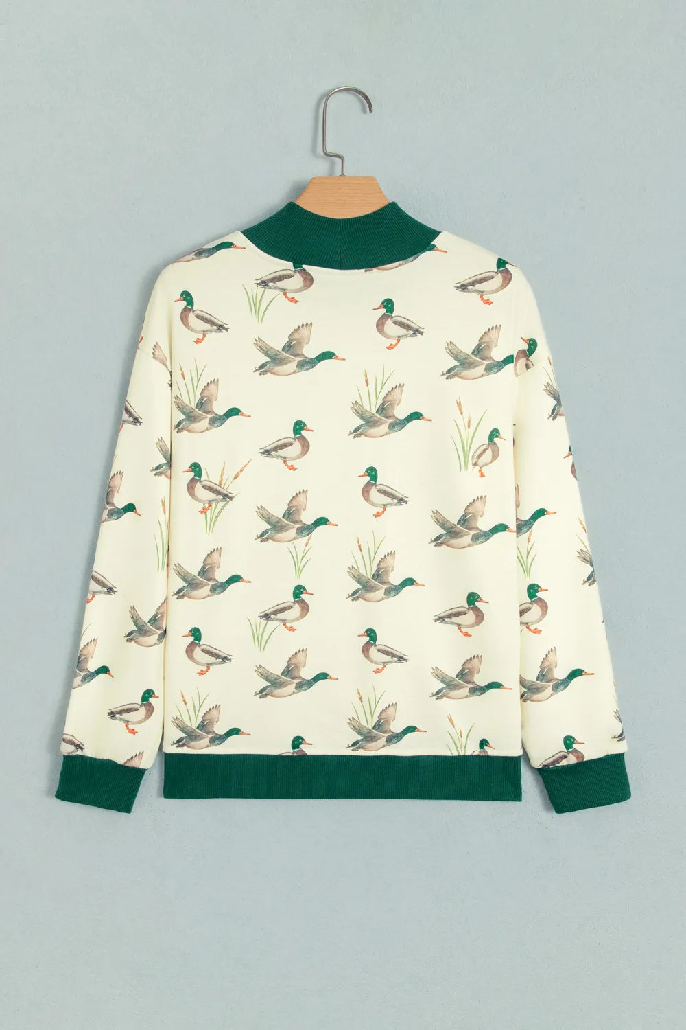 Wilfred Mallard Print Patchwork Colorblock High Neck Sweatshirt