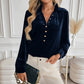Willi Navy Long Sleeve Velvet Blouse