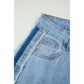 Willow Beau Blue Contrast Stripe Frayed Side Panel Patchwork Shift Jeans