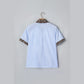 Winnie Sky Blue Stripe Leopard Contrast Collar Short Sleeve Shirt