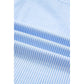 Winnie Sky Blue Stripe Leopard Contrast Collar Short Sleeve Shirt
