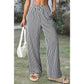 Winona Black Stripe Elastic High Waist Pocketed Loose Pants