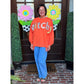 Halloween Witchy Plaid Slogan Embroidered Patch Tunic Sweatshirt