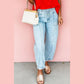 Wrenlee Exposed Stitch Detail Drawstring Barrel Jeans