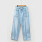 Wrenlee Exposed Stitch Detail Drawstring Barrel Jeans