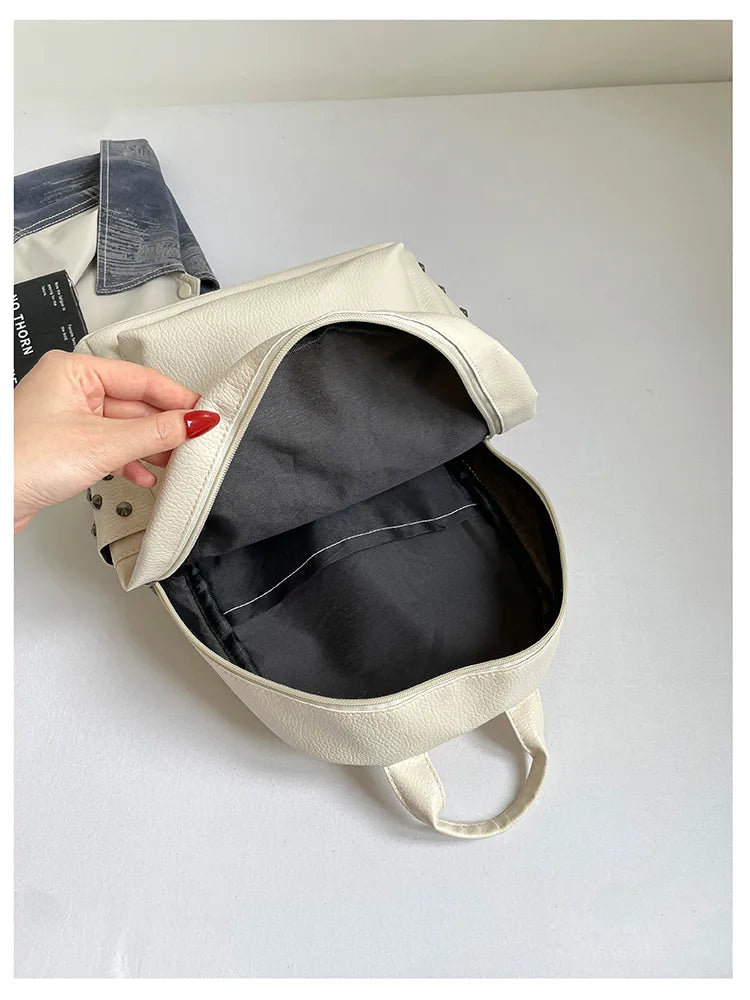 Chevelle Crisscross Stud Detail PU Leather Backpack - 4 Colors
