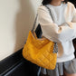 Slouchy Quilted Tote with Contrast Strap - 6 Colors