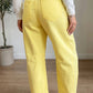 Francey Yellow Grommet Detail Knot Waist Barrel Jeans